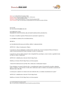 LEY Nº 054 LEY DE 8 DE NOVIEMBRE DE 2010 EVO MORALES