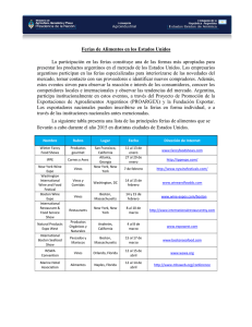 Lista ferias agroalimentarias 2015 - Consejería Agrícola Argentina