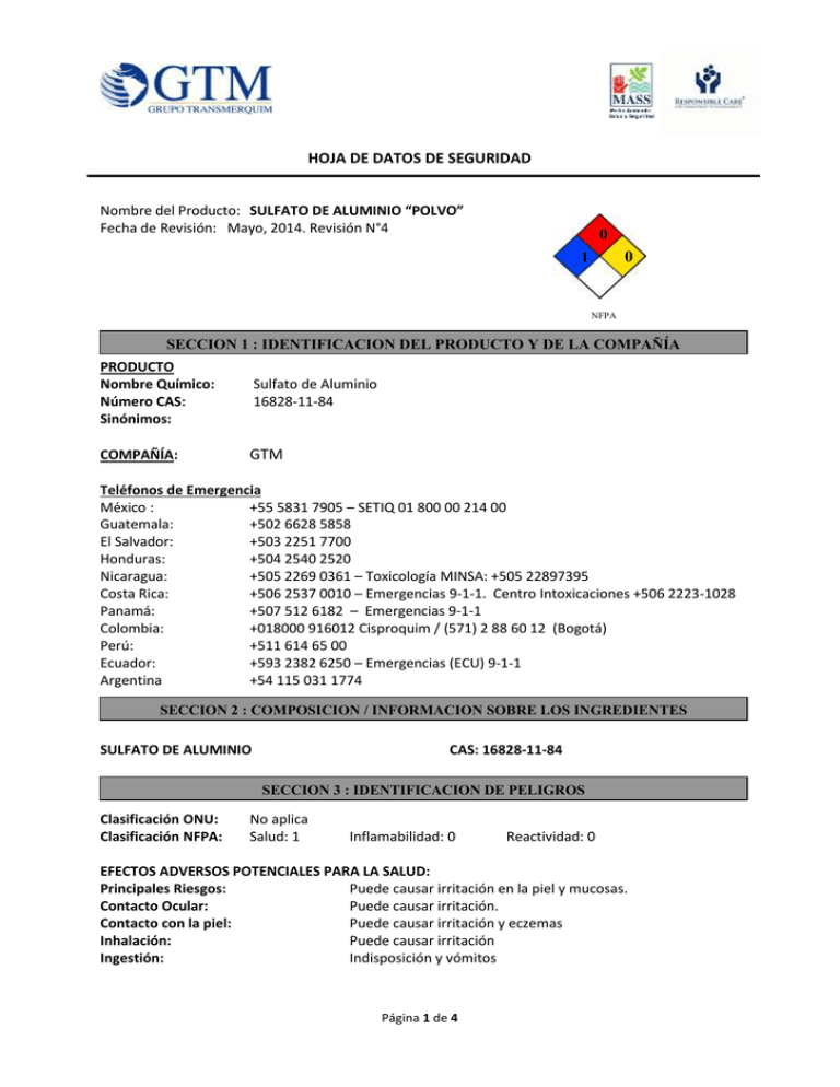 Sulfato de Aluminio
