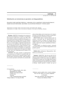 Substitución con testosterona en pacientes con hipogonadismo.