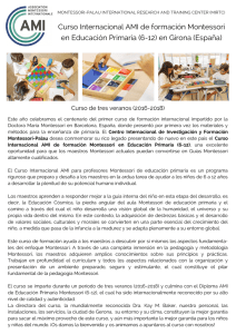 Curso Internacional AMI de formación Montessori en Educación