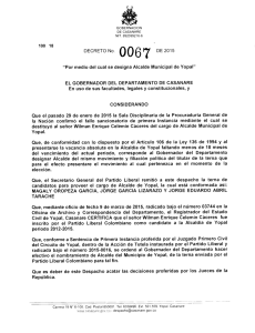 decreto n 0067 - Gobernación de Casanare