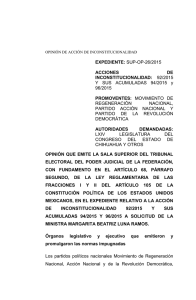 SUP-OP-26/2015 ACCIONES DE INCONSTITUCIONALIDAD