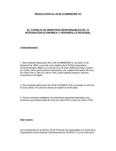RESOLUCION No 26-96 (COMRIEDRE IV) EL CONSEJO DE