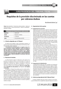 Requisitos de la provisión discriminada en las cuentas por cobranza