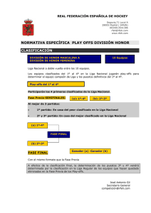 normativa específica play offs división honor clasificación