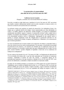 La protección a la maternidad: cien años de la Ley de 8 de enero de