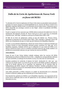 Fallo de la Corte de Apelaciones de Nueva York en favor del BCRA