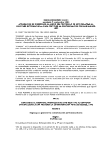 RESOLUCION MEPC 14(20) aprobada 7 septiembre 1984