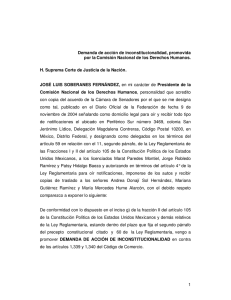 Demanda de acci&oacute;n de inconstitucionalidad, promovida por