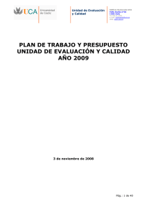 Plan de trabajo y propuesta de presupuesto 2009