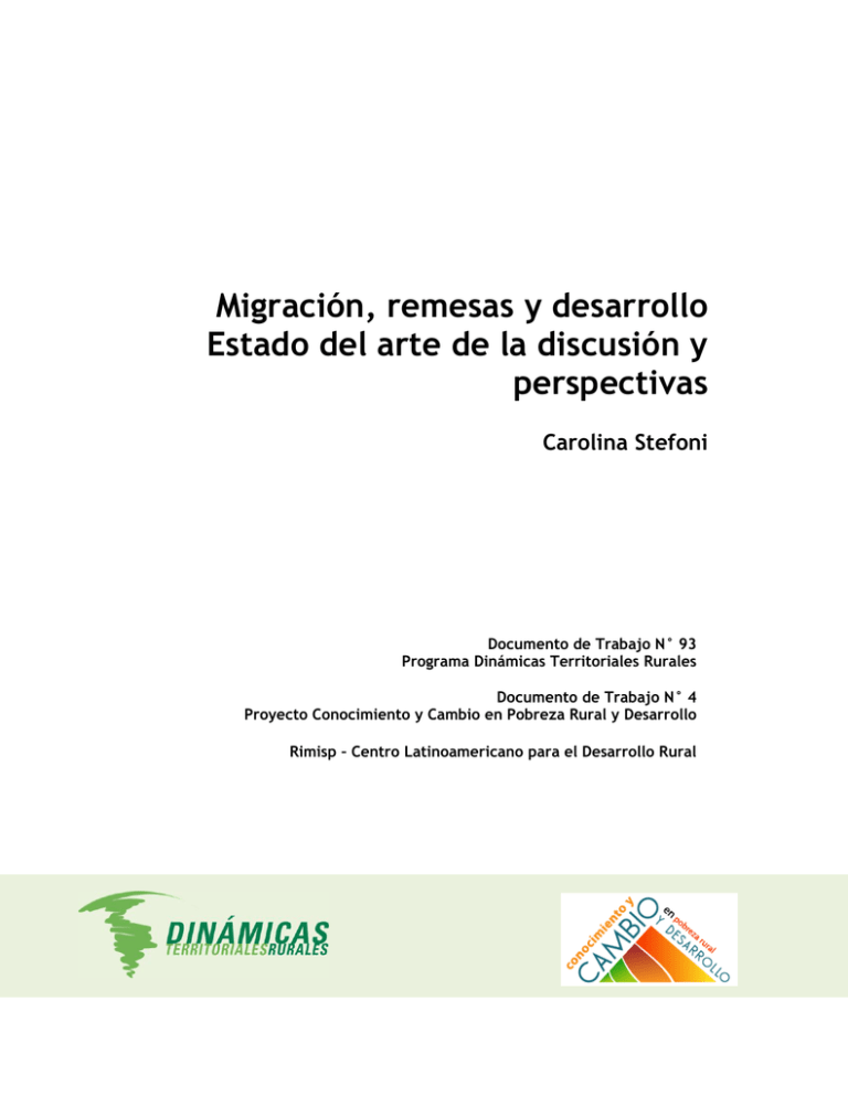 Migración, Remesas Y Desarrollo Estado Del Arte De La Discusión Y