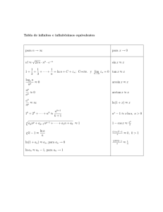 Tabla de infinitos e infinitésimos equivalentes para n → ∞ para x