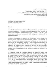 Recomendación 10/2015 - Comisión Estatal de Derechos Humanos