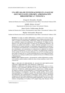 una década de investigaciones en anales de documentación