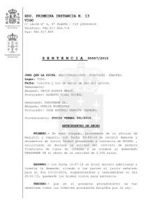 Sentencia Juzgado de Primera Instancia nº 13 Vigo. 31/03/15