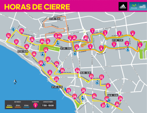 Plano de cierres de Calle Maratón Movistar Lima 42K