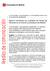 Aguirre convertirá los cuarteles de Alcalá de Henares en el Oxford