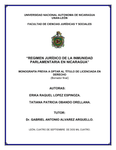 regimen jurídico de la inmunidad parlamentaria en nicaragua