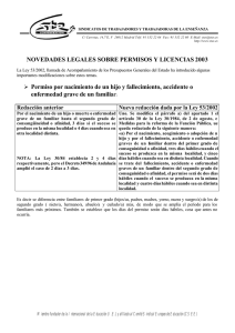 NOVEDADES LEGALES SOBRE PERMISOS Y LICENCIAS 2003