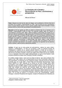 La Comisión de la Verdad y Reconciliación en Perú: conclusiones y