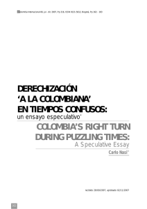DERECHIZACIÓN `A LA COLOMBIANA` EN TIEMPOS CONFUSOS