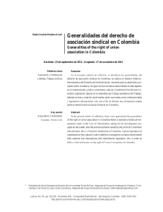 Generalidades del derecho de asociación sindical en Colombia