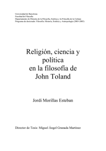 Religión, ciencia y política en la filosofía de John Toland