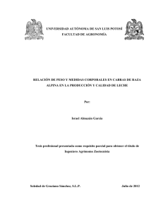 RELACIÓN DE PESO Y MEDIDAS CORPORALES EN CABRAS DE