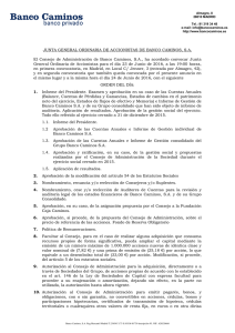 JUNTA GENERAL ORDINARIA DE ACCIONISTAS DE BANCO