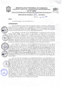 MUNICIPALIDAD PROVINCIAL DE HUAMANGA LEY N° 24682.