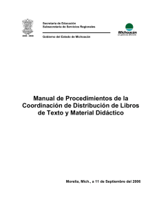 Manual de Procedimientos de la Coordinación de Distribución de