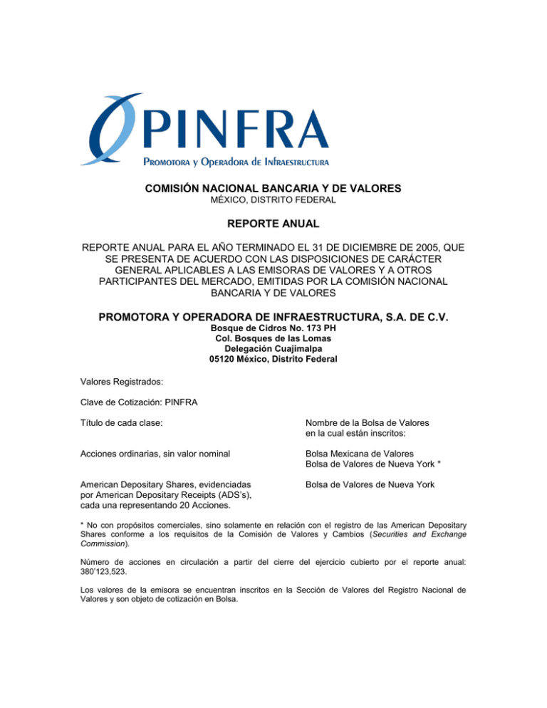 Comisión Nacional Bancaria Y De Valores Reporte Anual Promotora Y 0503