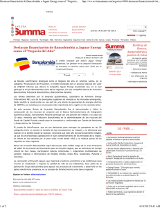 Destacan financiación de Bancolombia a Jaguar Energy como el