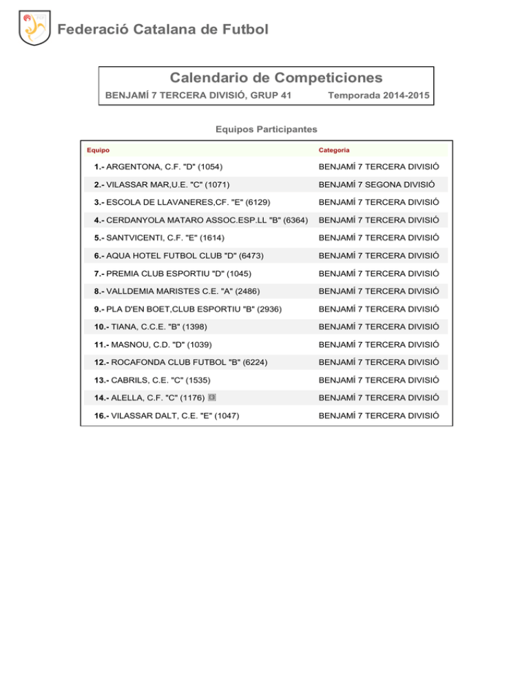 Calendario De Competición