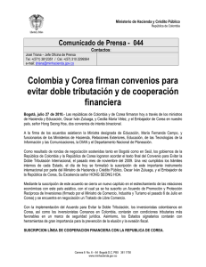 Colombia y Corea firman convenios para evitar doble tributación y