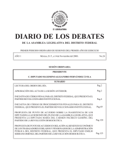 diario de los debates - Asamblea Legislativa del Distrito Federal