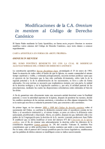 Modificaciones de la C.A. Omnium in mentem al Código de Derecho