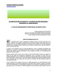 Planificación de Bogotá y planificación regional