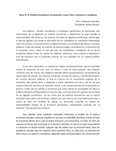 Mesa N° 4: Políticas Económicas Venezolanas: sector fiscal
