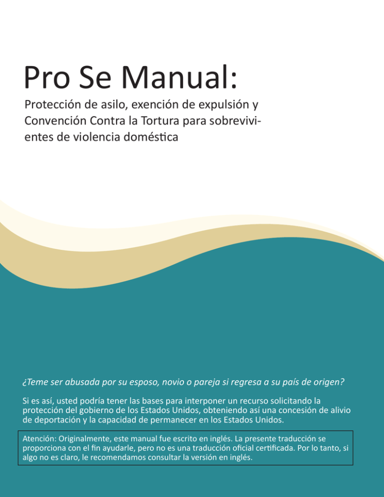 Pro Se Manual - Center For Gender And Refugee Studies