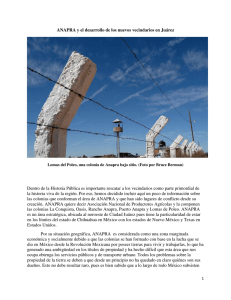 ANAPRA y el desarrollo de los nuevos vecindarios en Juárez
