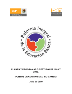 PLANES Y PROGRAMAS DE ESTUDIO DE 1993 Y 2009. (PUNTOS