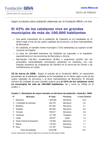 El 43% de los catalanes vive en grandes municipios de más de