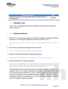 Nombre del Instructivo Fecha Gestión de Exoneración de los