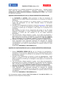 Torneo Municipal de Fútbol Sala. Información PDF, 89 Kbytes