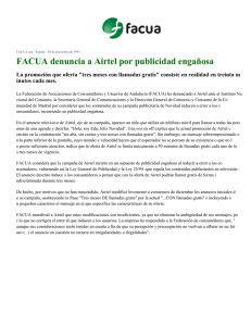 FACUA denuncia a Airtel por publicidad engañosa