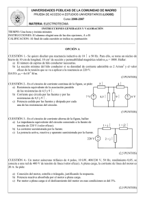 Examen de selectividad de Electrotécnia,septiembre, curso 2006