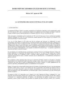 III REUNION DE ASESORES LEGALES DE BANCA CENTRAL