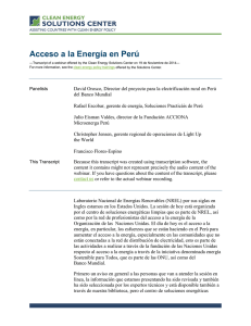 Acceso a la Energía en Perú (Webinar Transcript)